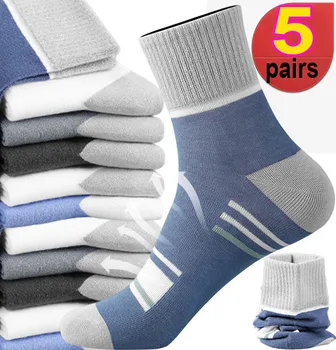 1/5 пар высококачественных носков-тюбиков с дышащим дезодорантом из хлопкового волокна для деловых мужчин на осень-зиму, утолщенные теплые спортивные носки Meias