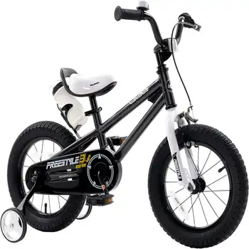 12-дюймовый Черный детский велосипед для мальчиков и девочек, велосипед с тренировочными колесами и бутылкой для воды