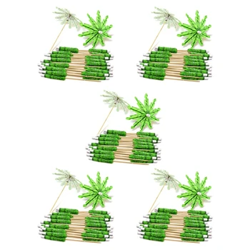 200X Зеленые Зубочистки из кокосовой пальмы, Бумажные зонтики, Зубочистки ручной работы, палочки для коктейльных зонтиков для украшения коктейлей
