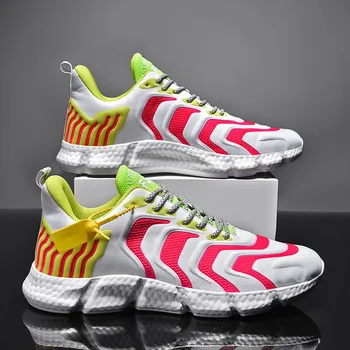 2023 Новая мужская вулканизированная обувь, нескользящая Модная летняя Летящая Тканая Удобная Эластичная Дышащая спортивная повседневная обувь для бега