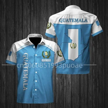 2023 Новая мужская Гавайская рубашка с 3D принтом Флага Гватемалы, повседневные топы с пользовательским названием 