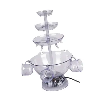 3-Слойный фонтан для вечеринки с 5 стеклянными чашками на базе со светодиодной подсветкой