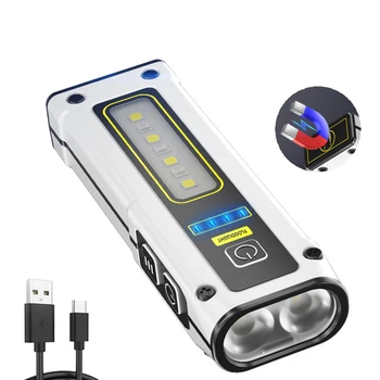 COB светодиодный фонарик, 3 режима освещения, аккумулятор емкостью 2000 мАч 18650, Блок питания USB-C, перезаряжаемый светодиодный фонарик для кемпинга на открытом воздухе в чрезвычайных ситуациях