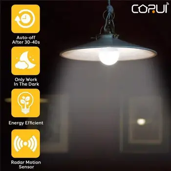 CORUI Smart E27 LED Сенсорная лампа С Датчиком движения, Авточувствительный Светильник Для гостиной, Спальни, Прикроватной Тумбочки, Прохода, Кухни, Ванной Комнаты