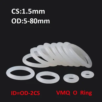 CS 1,5 мм OD 5 ~ 80 мм Белая силиконовая прокладка Пищевое уплотнительное кольцо VMQ Высокотемпературные уплотнительные кольца
