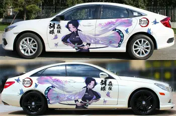 Demon Slayer: Kimetsu no Yaiba Kochou Наклейка на дверь автомобиля Виниловая наклейка подходит для любого автомобиля