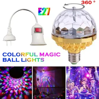 E27 Вращающийся Волшебный Шар Огни Мини RGB Проекция DJ Проектор СВЕТОДИОДНЫЕ Лампы с Диско-Шарами Magic Party Indoor Lamp Club Light E R8T1