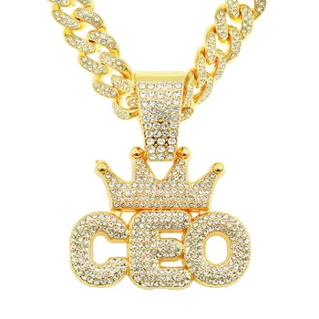ins Хип-хоп полная бриллиантовая корона, подвеска ceo alphabet, кубинское ожерелье, хипстерский мужской уличный танец, аксессуары для ночного клуба