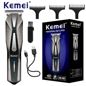 Kemei KM-1452 электрическая машинка для стрижки волос с т-образным лезвием, беспроводная машинка для стрижки волос, отделочный край, перезаряжаемая парикмахерская машинка для стрижки волос, мощная