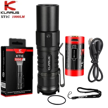 KLARUS XT1C Мини-фонарик CREE XP-L HD 1000LM Компактный Тактический фонарь с двойным переключателем и батареей 16340 для Кемпинга, Пешего туризма
