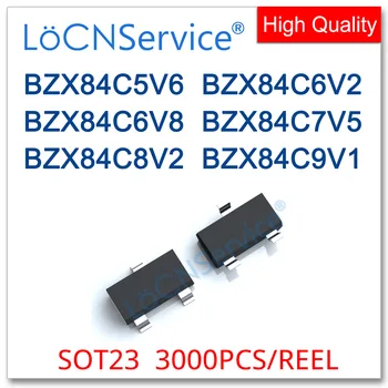 LoCNService 3000 ШТ. SOT23 0,35 Вт BZX84C5V6 5,6 В BZX84C6V2 6,2 В BZX84C6V8 6,8 В BZX84C7V5 7,5 В BZX84C8V2 8,2 В BZX84C9V1 9,1 В BZX84C