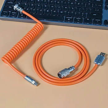 Macaron 1,8 м Спиральный кабель Type-C для механической клавиатуры USB A TPU со Съемным разъемом Aviator для игровой клавиатуры