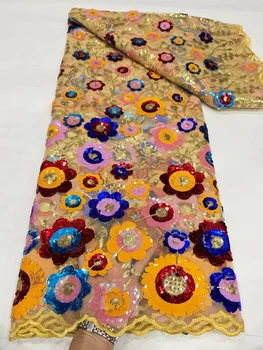 NDPN228 Красивая африканская сетчатая кружевная ткань с блестками, оптовая продажа, вышитое французское тюлевое кружево для вечеринки и свадебного платья