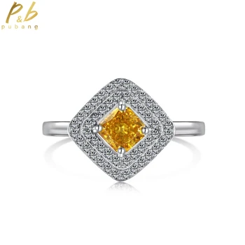 PuBang Fine Jewelry, Роскошное кольцо с желтым бриллиантом из чистого серебра 925 пробы, Муассанит для женщин, свадебный подарок, Прямая доставка
