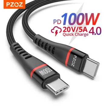 PZOZ 100 Вт USB C к USB Type C Кабель PD 5A Быстрая Зарядка Для iPhone 15 Pro Max MacBook iPad Samsung Xiaomi 60 Вт USBC Зарядное Устройство Шнур