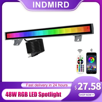 RGB Светодиодный Прожектор, 48 Вт RGB Лампа для Мытья стен, Светодиодные барные Световые эффекты IP66 Водонепроницаемые Умные Вечерние Светильники с дистанционным управлением и приложением