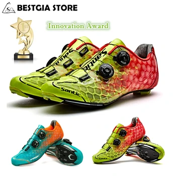 Santic 10-Классная Велосипедная Обувь Из Углеродного Волокна, Мужская Сверхлегкая Обувь Для Шоссейного Велосипеда, Дышащая Самоблокирующаяся Велосипедная Обувь PRO Racing Team