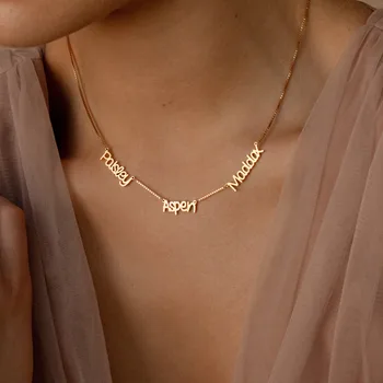 VishowCo Персонализированное Ожерелье с несколькими именами, Подвеска-коробка из нержавеющей Стали, Цепочка с Пользовательским именем, Ожерелье для женщин, семейные подарки