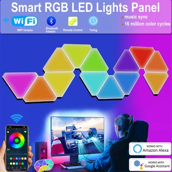 WIFI Smart LED Квантовый Настенный Светильник RGB Bluetooth APP Hexagon Lights USB 5V Синхронизация Музыки для Праздничной Спальни Прикроватный Декор