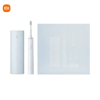 Xiaomi Mijia T500C Звуковая Электрическая зубная щетка с индукционной зарядкой, Водонепроницаемая Подарочная упаковка с дорожным футляром, 4 насадки-щетки