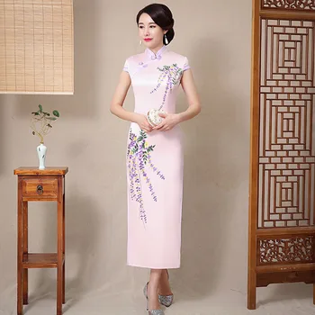 Yourqipao Летнее Розовое Ципао, Достойное Подиума Ретро Модное Банкетное Ципао в Китайском Стиле, Вечернее Свадебное Платье для Женщин