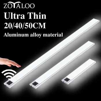 Zoyaloo USB LED 20/40/50 см, датчик ручной развертки, Светильник для шкафа, Ультратонкий Алюминиевый Светильник Для Кухни, Шкаф для одежды, Светодиодный Ночник