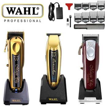 Беспроводная машинка для стрижки волос Wahl 8148 Magic Clip Professional 5 Звезд, лимитированная золотая, с подставкой-зарядным устройством для парикмахеров