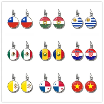 Венгрия Чили, Уругвай, Мексика, Румыния, Хорватия, Ватикан, Панама, Вьетнам, Национальный флаг, Французские Крючки, Стеклянные серьги, ювелирные изделия для женщин