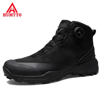 Водонепроницаемые мужские ботинки HUMTTO, кожаные кроссовки на платформе для мужчин, ботильоны для пеших прогулок, зимняя резиновая Дизайнерская рабочая защитная мужская обувь
