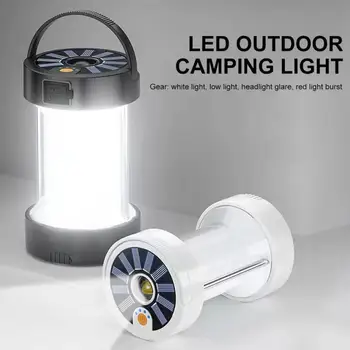 Высококачественное светодиодное портативное освещение для кемпинга, солнечный аварийный многофункциональный светильник, портативный светильник, USB перезаряжаемый фонарик