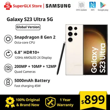Глобальная версия Samsung Galaxy S23 Ultra 256GB/512GB Snapdragon 8 Gen 2 120Hz AMOLED Дисплей 200MP Четырехъядерные камеры Samsung s23 ultra