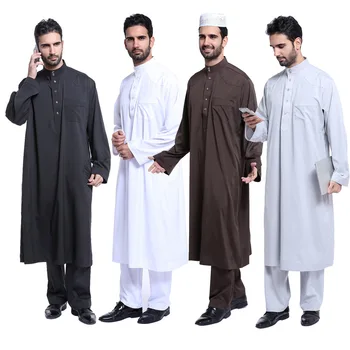 Дубай, Арабский Ислам, Мусульманская Мужская Одежда Jubba Thobe, Длинный Халат, Комплект из 2 предметов, Топы и брюки, Саудовские мусульманские ансамбли, Одежда