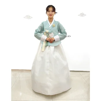 Женский Элегантный Однотонный Ханбок, Модная вышивка, Этническая традиционная одежда, Корейский Традиционный Ханбок, Одежда для свадебной вечеринки