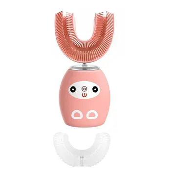 Звуковая детская электрическая зубная щетка U-образной формы, автоматический очиститель зубов на 360 градусов, водонепроницаемая детская зубная щетка IPX8