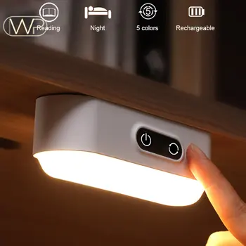 Интеллектуальный светодиодный Перезаряжаемый магнитный ночник, Тусклый настенный светильник, Магнитный светильник для кухонного шкафа, 5 цветов, лампа для сна