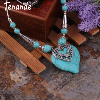 Крупные бусы из натурального камня Tenande Maxi, Конусы, Двухслойные ожерелья и подвески в виде сердечек для женщин, Богемные украшения