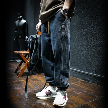 Леггинсы в весенне-осеннем стиле, мужские джинсовые брюки Свободного кроя, трендовые джинсы Harlan Trend для мужчин