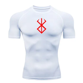 Летняя футболка для бега, мужская компрессионная рубашка с коротким рукавом, спортивный топ для спортзала, белая и черная быстросохнущая дышащая одежда для фитнеса ММА