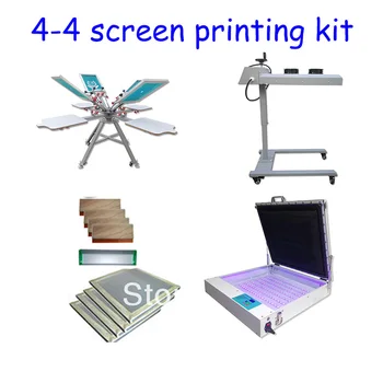 Микрорегистрация, 4 цвета, 4 станции, набор для трафаретной печати, сушилка для сушки, Вакуумный ракель для УФ-облучения