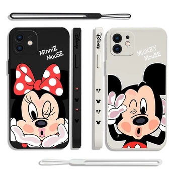Милый Мультяшный Чехол Для телефона Disney с Микки и Минни Для Xiaomi Redmi Note 11 10A 10 10S 9 8 7 Pro Plus 10C 9A 9C 9T 4G 5G С Ремешком