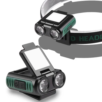 Мощный головной фонарь, заряжаемый через USB, встроенный аккумулятор с индукцией, легкий многофункциональный налобный фонарь для кемпинга, рыбалки