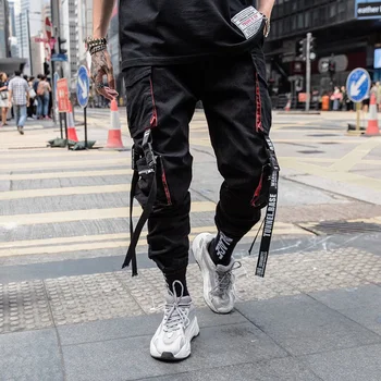 Мужские брюки для бега Трусцой в стиле хип-хоп Haren, уличные брюки Harajuku с множеством карманов, Женские Брюки-карго, Тактические повседневные брюки Techwea