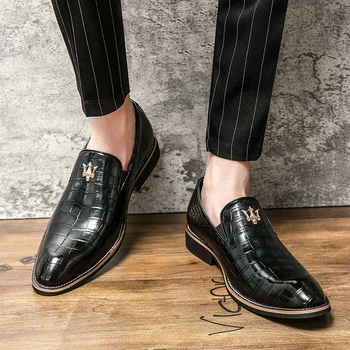 Мужские черные лоферы, Коричневые свадебные туфли без застежки с квадратным носком и каменным узором для мужчин, деловая обувь для мужчин с бесплатной доставкой