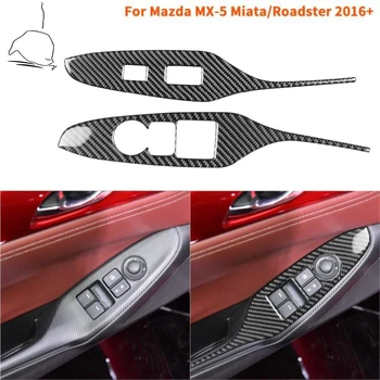 Наклейка На Панель Переключателя Дверного Подъема Из Углеродного Волокна Для Mazda MX5 Miata Roadster 2016 + MX 5-Я Кнопка Салона Авто Аксессуары Для Автомобилей