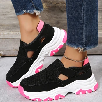 Новые женские повседневные кроссовки из сетчатого материала, женская дышащая спортивная обувь на платформе, нескользящая, удобная, модный дизайн, женская обувь