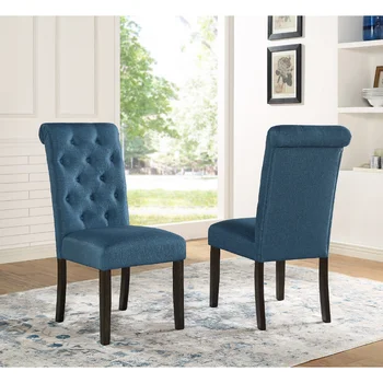 Обеденный стул Asons из массива дерева БУССАК с хохолком (комплект из 2 стульев), синий