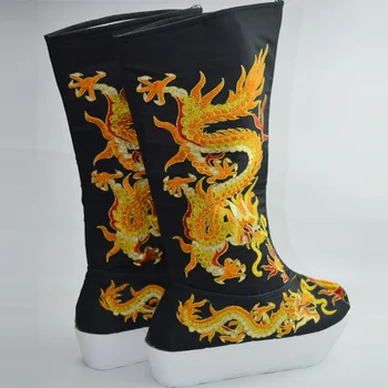 Обувь Hanfu, вышитые сапоги с драконом, пятицветные официальные ботинки для театрального представления