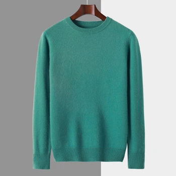 Осенне-зимний мужской новый Корейский пуловер из 100% кашемира, легкий Роскошный свитер высокого качества, однотонная блузка с круглым вырезом