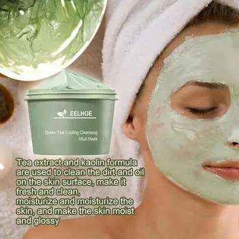 Очищающие маски из зеленого чая Контроль масла, очищающая От Прыщей Грязевая маска, увлажняющая, удаляющая угри, сужающая поры, маска для лица, уход за кожей