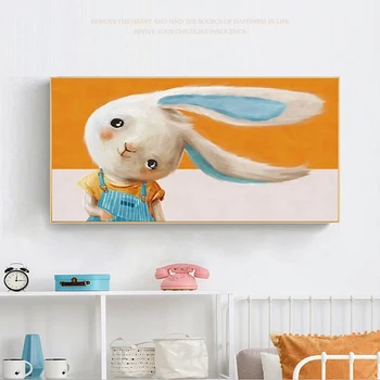 Плакаты с животными, картины для украшения детской комнаты, плакаты с милым кроликом, настенные рисунки для мальчиков и девочек